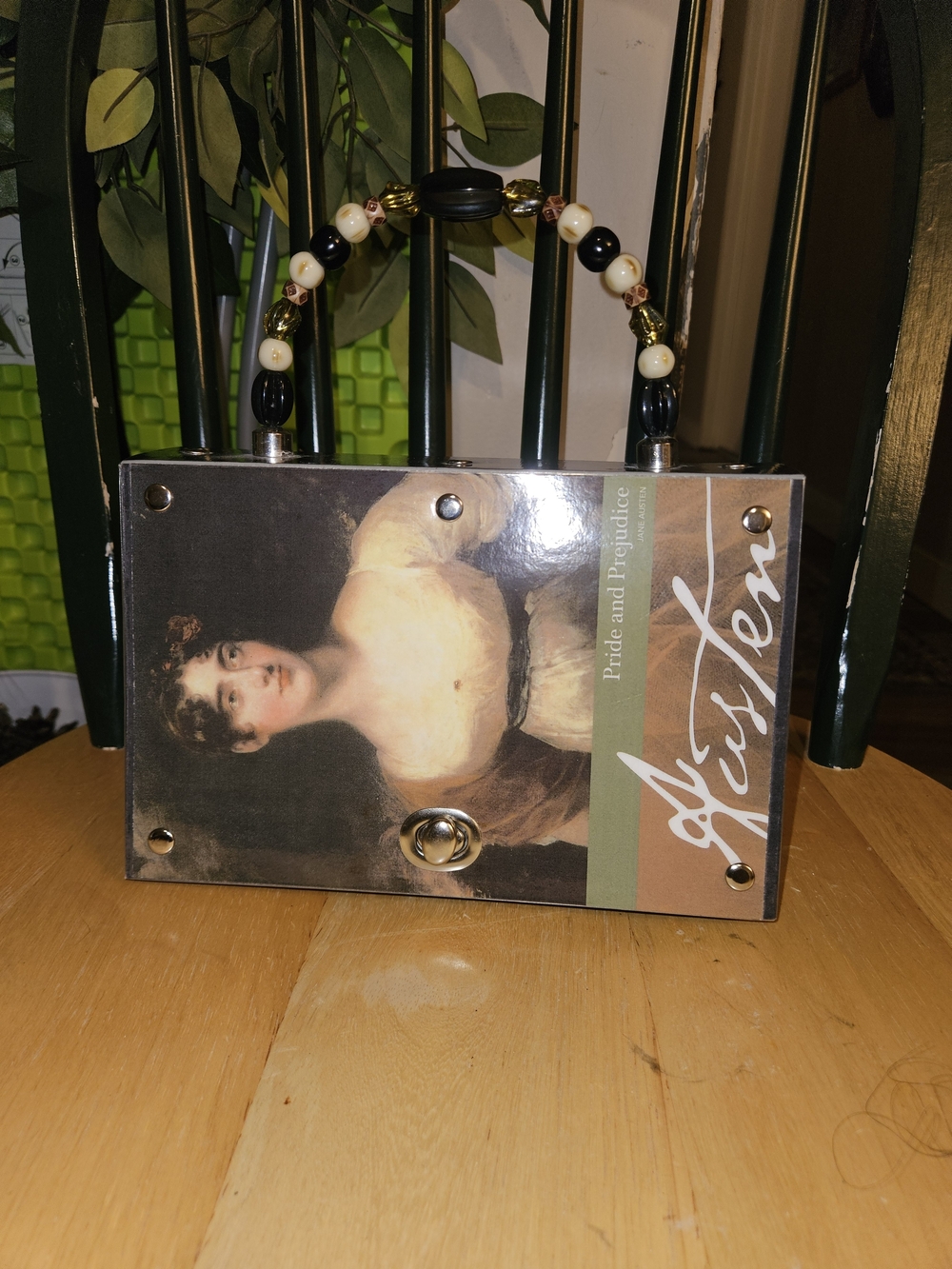 Pride and Prejudice' Decorative Handbag in Brown and Black